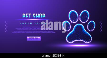 pet shop, paw, abstract low poly wireframe, vector illustration Stock Vector