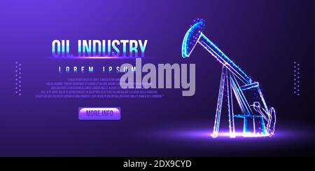 rig, oil industry. Abstract low poly wireframe. vector illustration Stock Vector