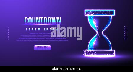 sand glass, countdown. low poly wireframe. vector illustration Stock Vector