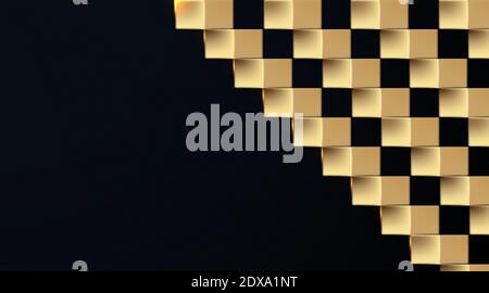 abstract square golden paper art on dark background Stock Vector