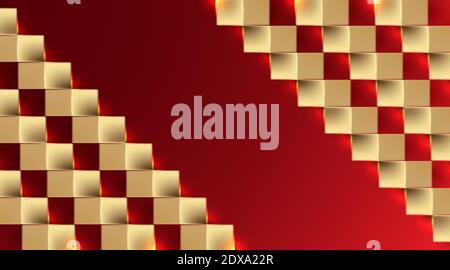 golden square paper art background vector illustration Stock Vector