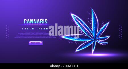cannabis, hemp, low poly wireframe mesh vector illustration Stock Vector