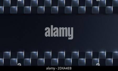 square realistic geometric dark background. white shine light, vector illustration Stock Vector