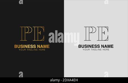 PE P E initial  based abstract modern minimal creative logo, vector template image. luxury logotype logo, initial logo. Stock Vector