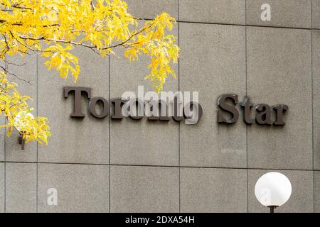 Toronto, Canada - October 29, 2019: Toronto Star sign on the head office building in Toronto. Stock Photo