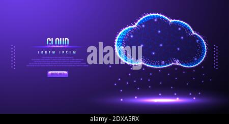 cloud low poly wireframe mesh vector illustration Stock Vector