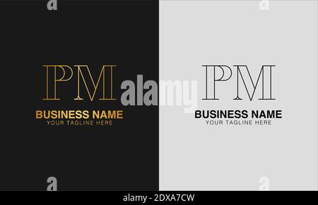 PM P M initial  based abstract modern minimal creative logo, vector template image. luxury logotype logo, initial logo. Stock Vector