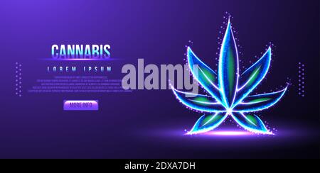 cannabis low poly wireframe vector illustration Stock Vector