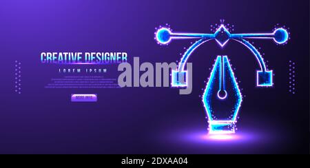 creative designer pen wireframe vector illustration Stock Vector
