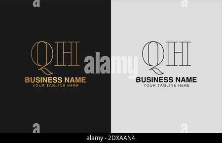 QH Q  H initial  based abstract modern minimal creative logo, vector template image. luxury logotype logo, initial logo. Stock Vector
