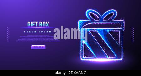 gift box party low poly wireframe vector illustration Stock Vector