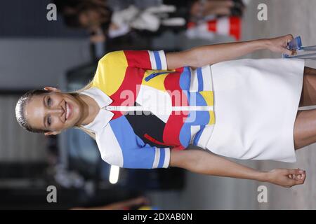 Pauline Lefevre walks the runway during the Jean Charles De Castelbajac show as part of the Paris Fashion Week Womenswear Spring/Summer 2015 at Garage Lubeck on September 30, 2014 in Paris, France. Photo by Alain Gil-Gonzalez/ABACAPRESS.COM Stock Photo