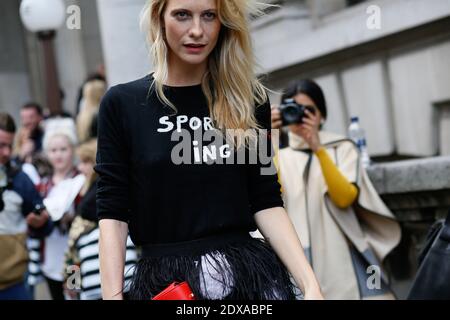 Poppy Delevingne, street style, english model and socialite, after Margarett Howell fashion show, spring-summer 2015, Rambert 99 upper ground, London, UK, on september 14th 2014. Photos by Sophie Mhabille/ABACAPRESS.COM Stock Photo