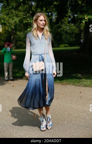 Poppy Delevingne, english model and socialite, arriving at Burberry Prorsum Ready-to Wear Spring-Summer 2015 show, held at West Albert Lawn, Kensington gardens, London, UK on september 15th 2014. Photo by Sophie Mhabille/ABACAPRESS.COM Stock Photo