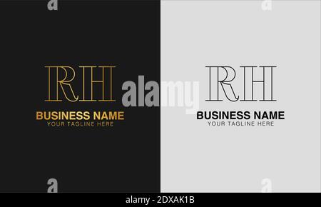 RH R H initial  based abstract modern minimal creative logo, vector template image. luxury logotype logo, initial logo. Stock Vector