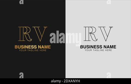 RV R V initial  based abstract modern minimal creative logo, vector template image. luxury logotype logo, initial logo. Stock Vector