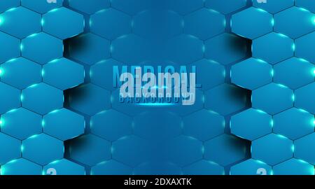 Health Medical Background, with blue hexagon shape vector illustration Stock Vector
