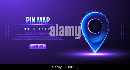 pin map location low poly wireframe vector illustration Stock Vector