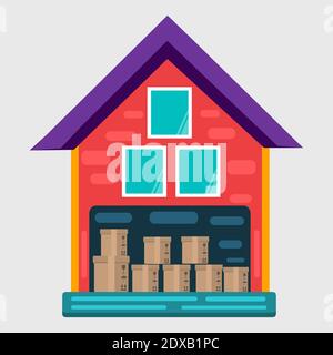 warehouse building flat vector illustration Stock Vector