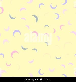 Seamless pattern with half moon, crescents on pastel color background Stock Vector