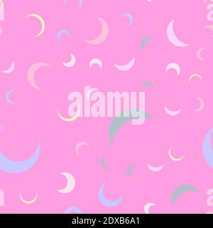 Seamless pattern with half moon, crescents on pastel color background Stock Vector