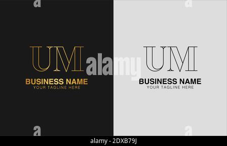 UM U M initial  based abstract modern minimal creative logo, vector template image. luxury logotype logo, initial logo. Stock Vector