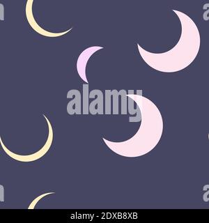 Seamless pattern with half moon, crescents on pastel color background Stock Vector