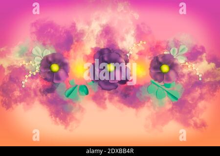 Abstract floral background with multicolored haze. Stock Photo