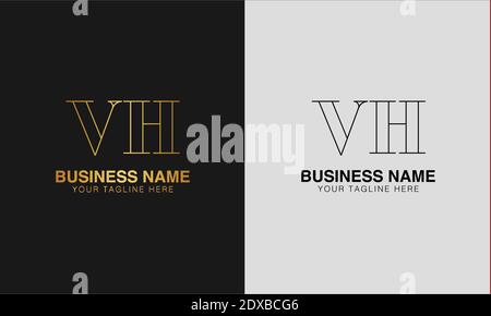 VH V H initial  based abstract modern minimal creative logo, vector template image. luxury logotype logo, initial logo. Stock Vector