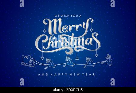 Merry christmas and happy christmas, Christmas greeting card font lettering with star spark pattern, Merry Christmas and Happy new year silver color Stock Vector