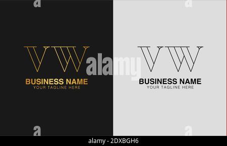 VW V W initial  based abstract modern minimal creative logo, vector template image. luxury logotype logo, initial logo. Stock Vector