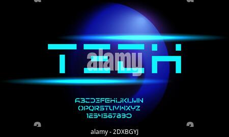 tech, technology alphabet, vector illustration Stock Vector