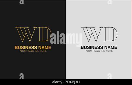 WD W D initial  based abstract modern minimal creative logo, vector template image. luxury logotype logo, initial logo. Stock Vector