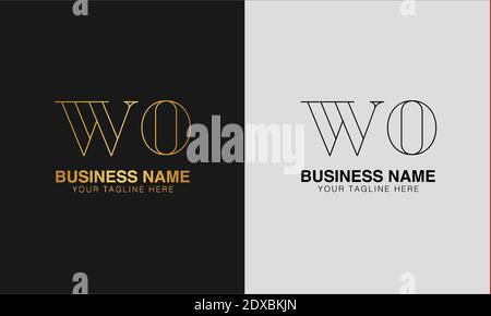 WO W  O initial  based abstract modern minimal creative logo, vector template image. luxury logotype logo, initial logo. Stock Vector