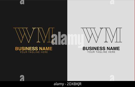 WM W M initial  based abstract modern minimal creative logo, vector template image. luxury logotype logo, initial logo. Stock Vector