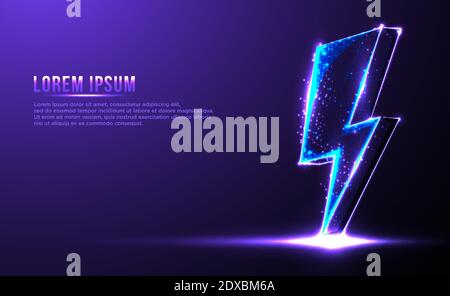 lightning lightstorm, low poly wireframe  vector illustration Stock Vector