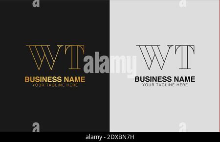 WT W T initial  based abstract modern minimal creative logo, vector template image. luxury logotype logo, initial logo. Stock Vector