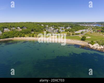 Stage Fort Park aerial view at Stage Head at Gloucester Harbor in Gloucester, Cape Ann, Massachusetts MA, USA. Stock Photo