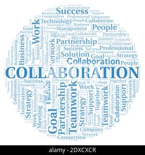 Collaboration typography word cloud create with text only. Stock Photo