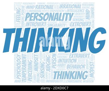 Thinking typography word cloud create with text only. Stock Photo