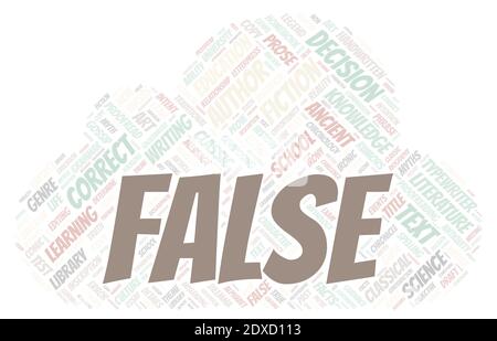 False typography word cloud create with text only Stock Photo