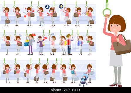 A set of women on the train.It's vector art so easy to edit. Stock Vector