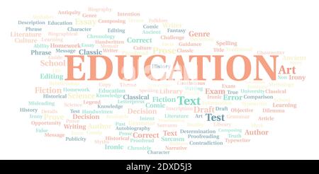 Education typography word cloud create with text only Stock Photo