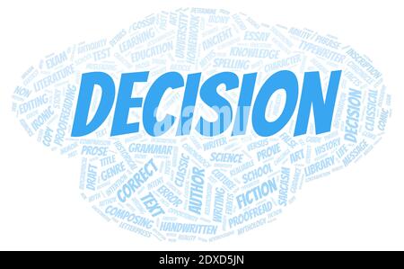 Decision typography word cloud create with text only Stock Photo