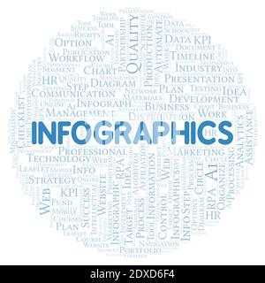 Infographics typography word cloud create with text only. Stock Photo