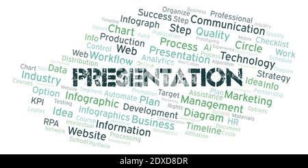 Presentation typography word cloud create with text only. Stock Photo