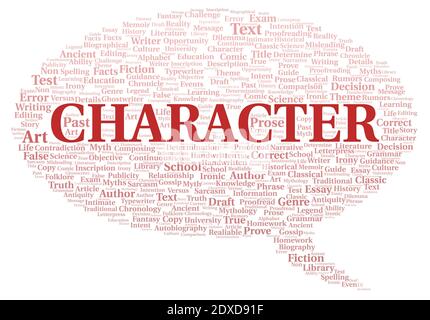 Character typography word cloud create with text only Stock Photo