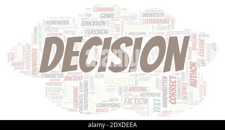 Decision typography word cloud create with text only Stock Photo