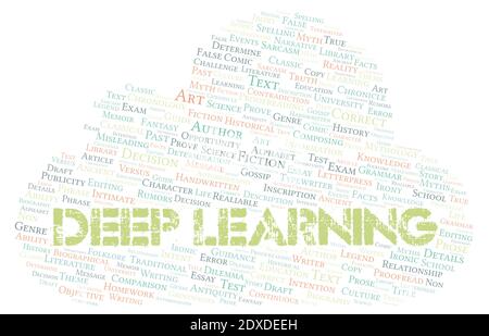 Deep Learning typography word cloud create with text only Stock Photo