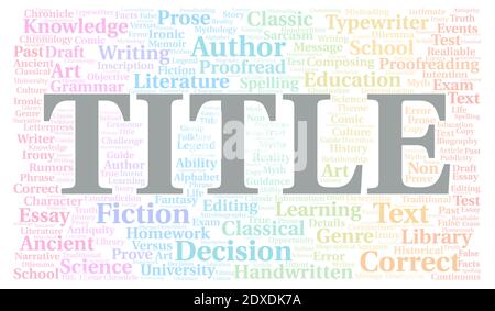 Title typography word cloud create with text only Stock Photo